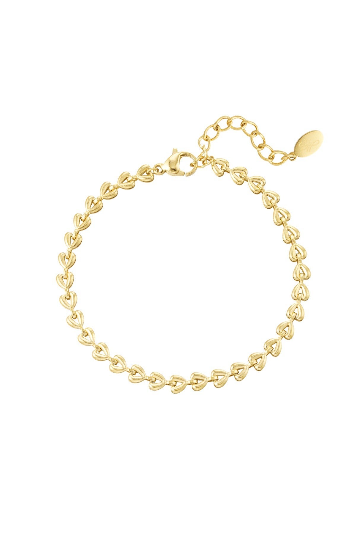 Armband linked hearts goud