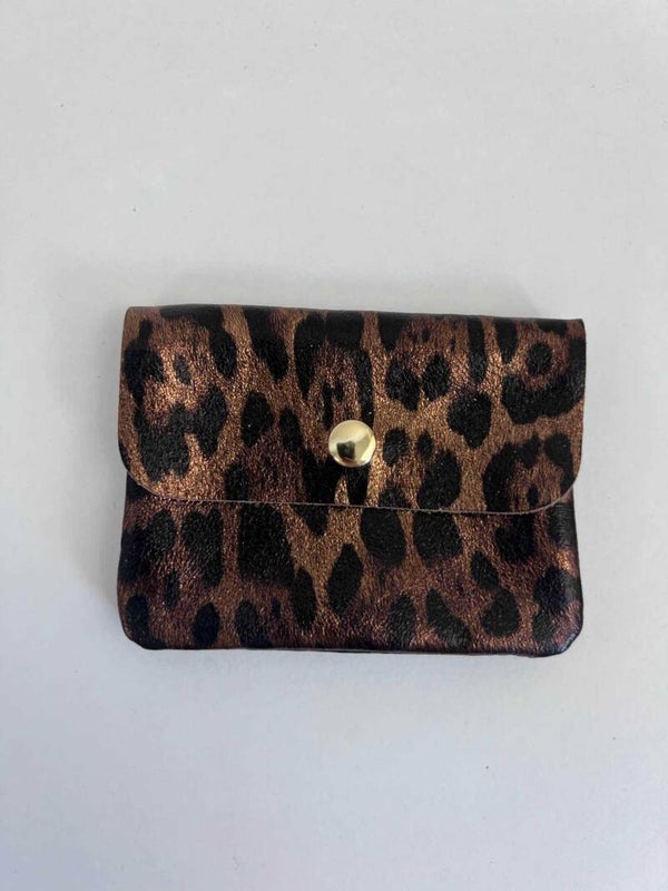 Portemonnee leopard koper/zwart  met vakje