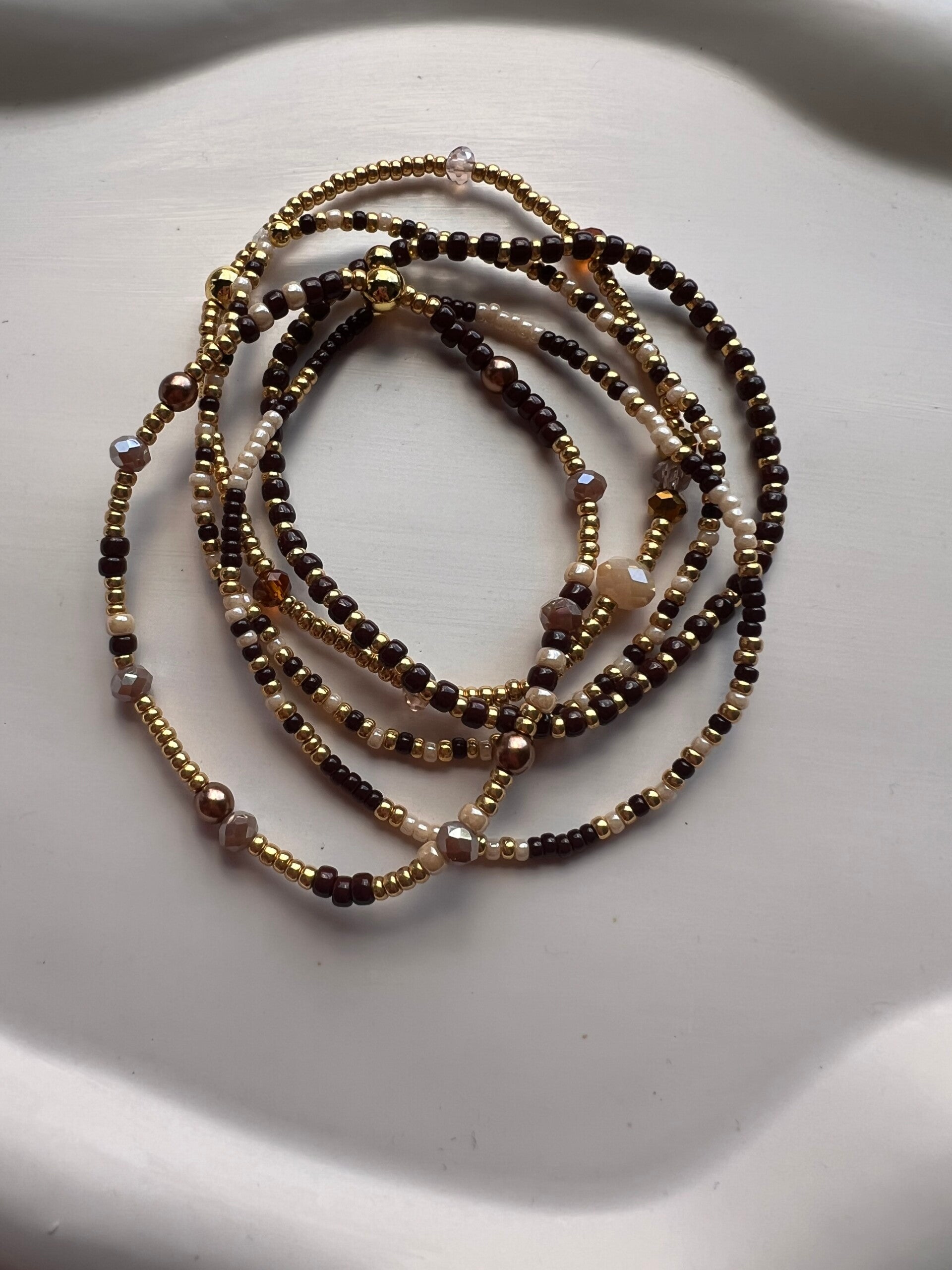 Dames set armbanden touch of Brown - goud  (Elastisch)