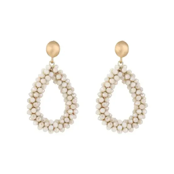 Oorbellen beige beads goud