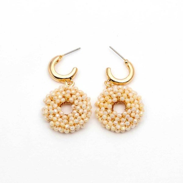 Oorbellen beige hoop goud