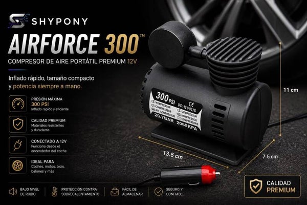 SHYPONY AirForce 300™  | Compresor de Aire Portátil Premium 12V