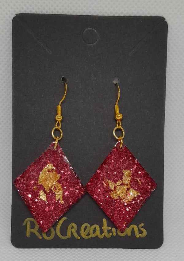 Oorbellen 'pink glitter'