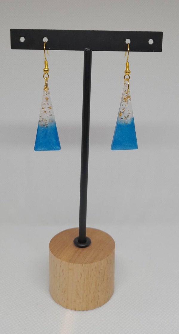 "Blue & golden Triangel Oorbellen"