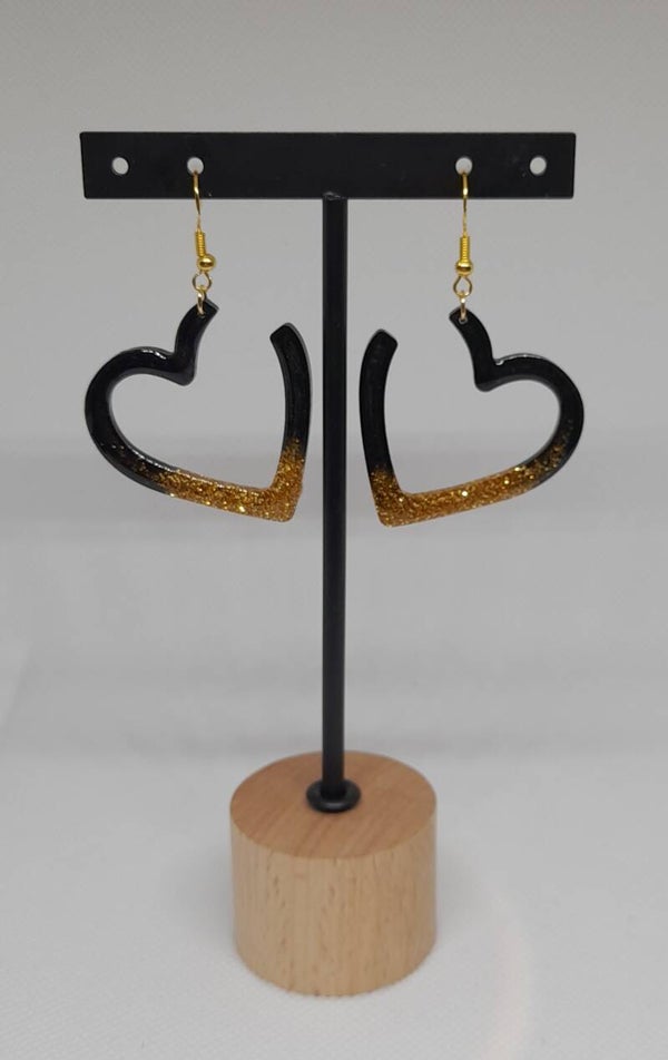 "Black &Gold Heart Oorbellen"