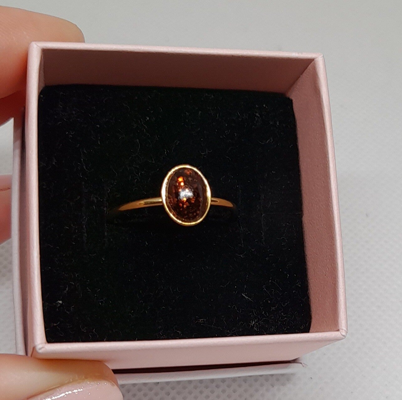 Ring ovaal bruinglitter