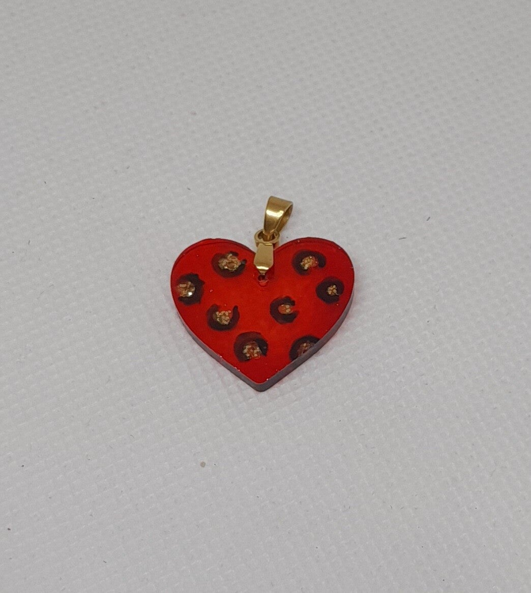 Kettinghanger rood met luipaardprint