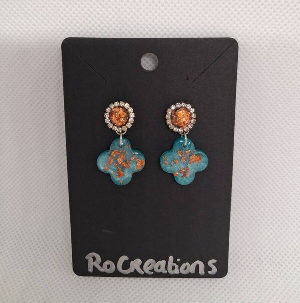 "Turquoise Klaver Oorbellen"