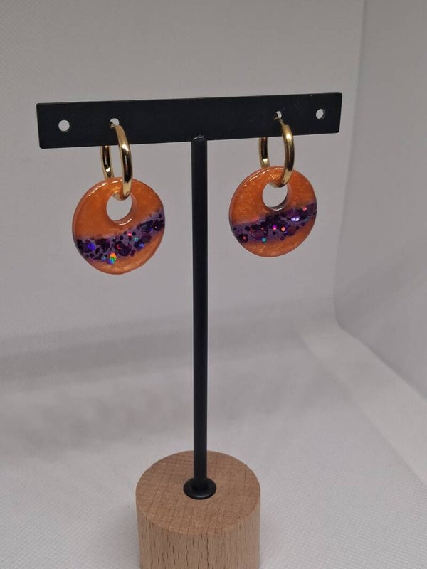'Orange & purple' oorbellen