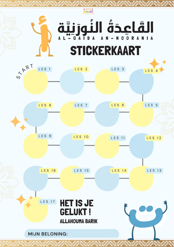 Qaida Noorania Stickerkaart (Gratis Printable)