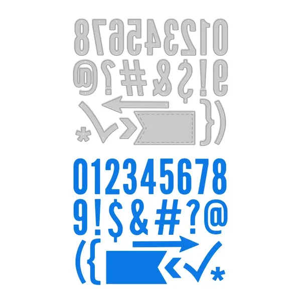Die-Cutting Numbers & Punctuation Set - Skyline Sans Serif