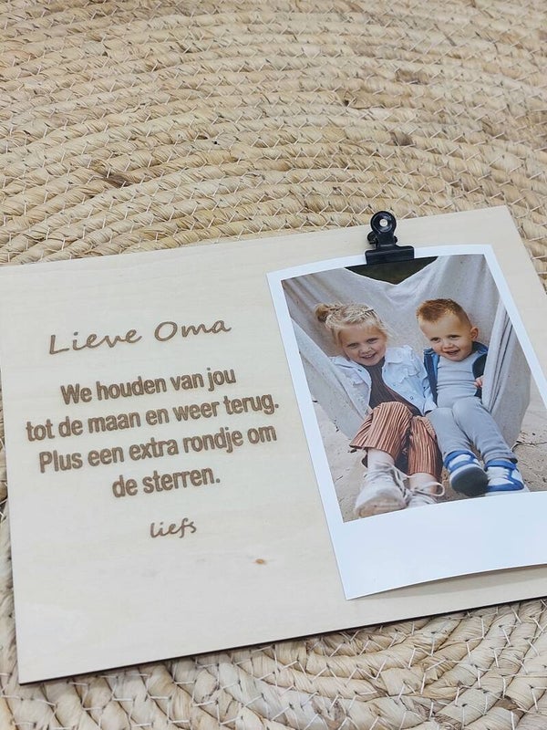 Clipboard Wij houden van jou van de maan en terug.