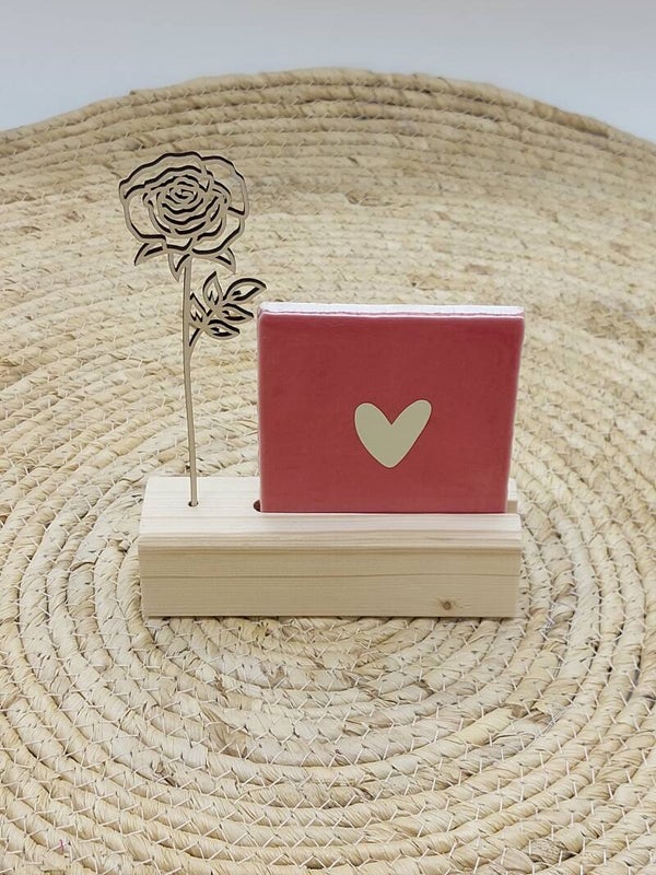 Cadeauset houder, tegeltje en geboortebloem