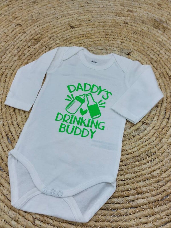 Rompertje wit 50/56 daddy's drinking buddy