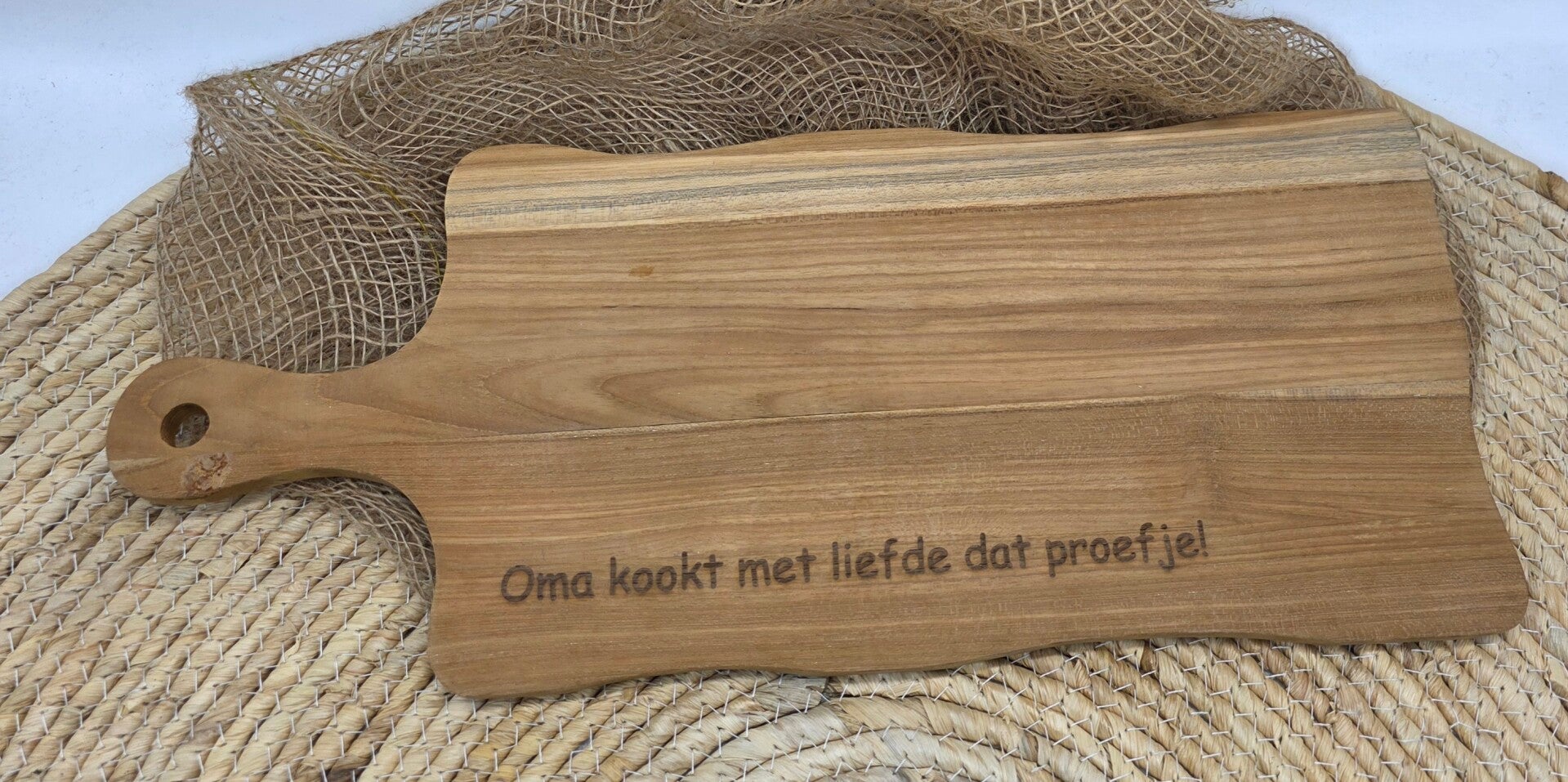 Houten snijplank Oma kookt met liefde dat proefje!