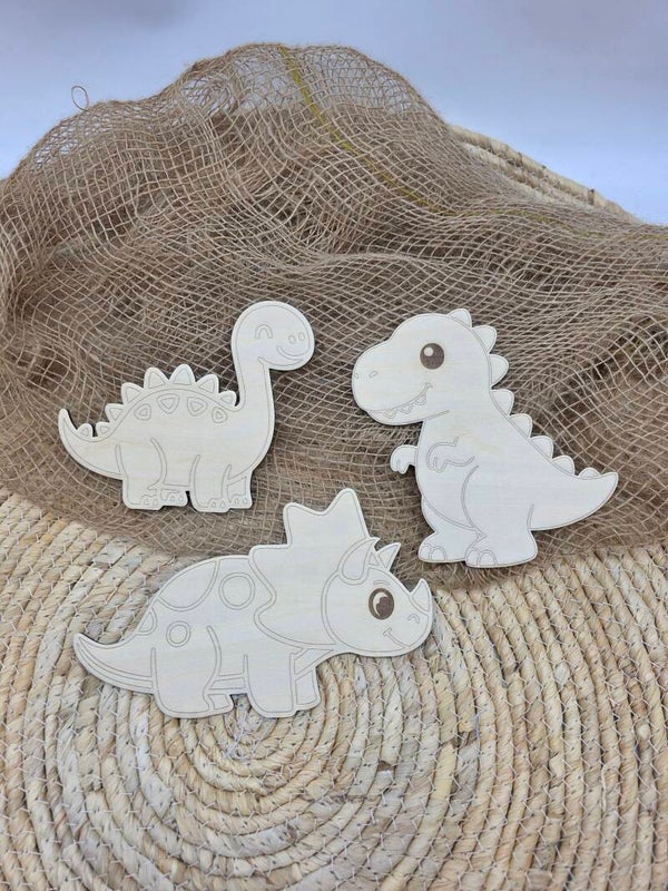 drie houten dino's