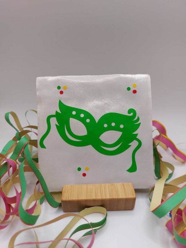 Carnaval tegeltje masker groen 1