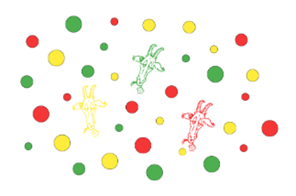 Raamstickers Bokken (rood, groen, geel)