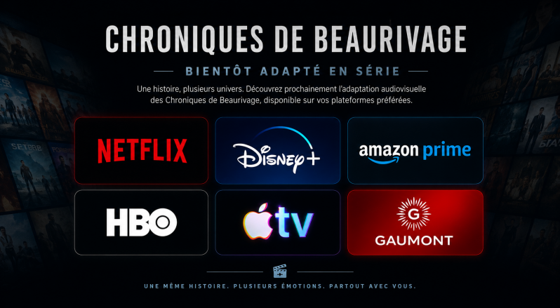 Visuel conceptuel pour le projet d'adaptation en série premium du thriller Les Chroniques de Beaurivage de Jean-Philippe Servy.