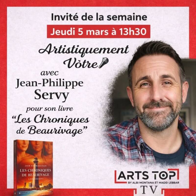L'auteur et artiste Jean-Philippe Servy invité de Sabine Matarasso dans l'émission Artistiquement Vôtre sur ArtsTop TV pour son livre Les Chroniques de Beaurivage.