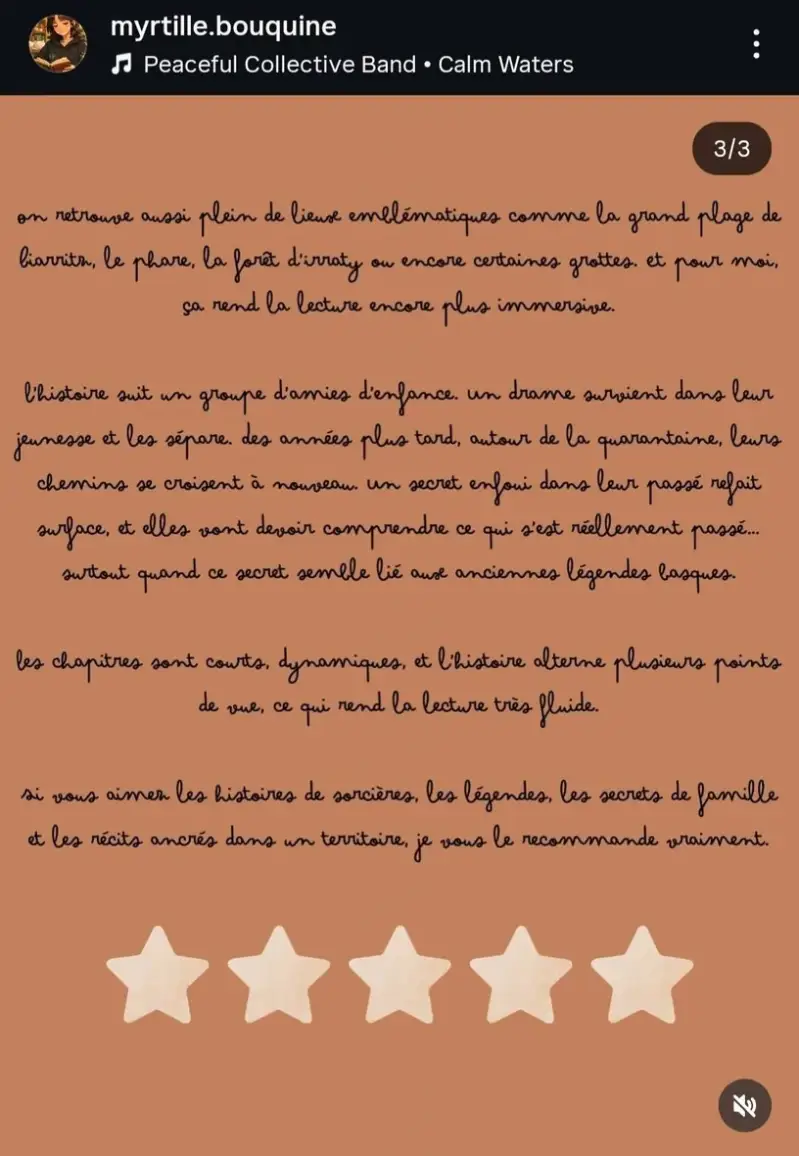 Avis Instagram de Myrtille.bouquine sur Les Chroniques de Beaurivage de Jean-Philippe Servy, désigné Coup de cœur du mois et noté 5 étoiles.