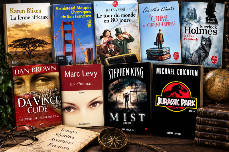 Influences littéraires de Jean-Philippe Servy : Karen Blixen, Armistead Maupin, Jules Verne, Agatha Christie, Sherlock Holmes, Dan Brown, Marc Levy, Stephen King et Michael Crichton