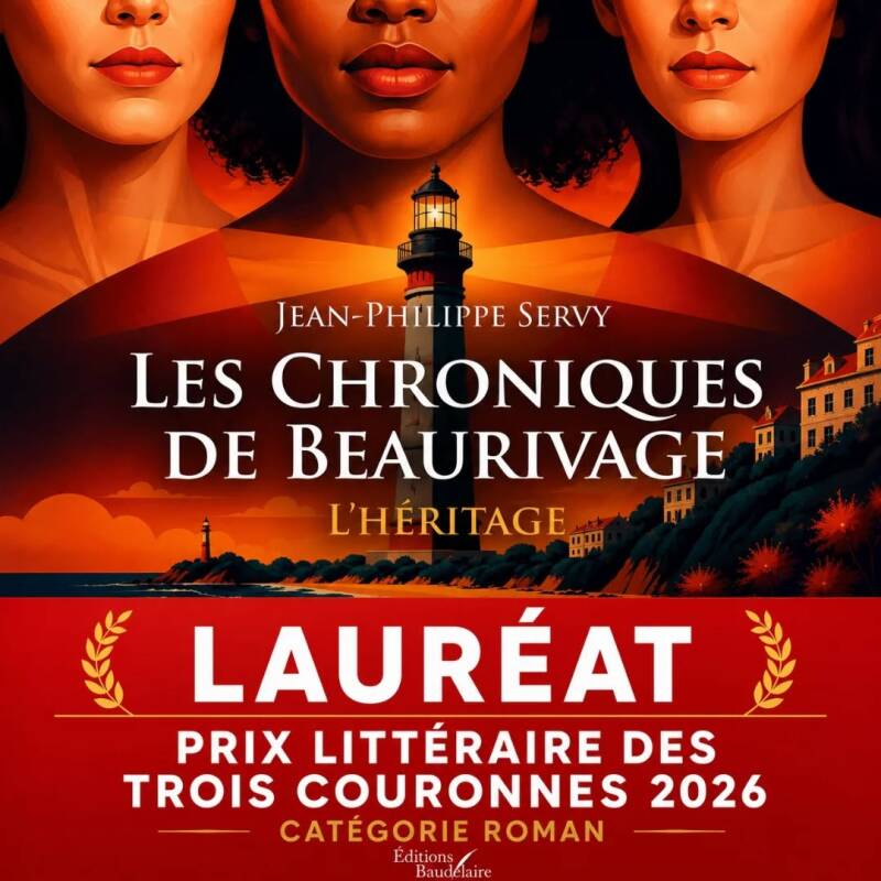 Les Chroniques de Beaurivage – L'Héritage, roman de Jean-Philippe Servy, lauréat du Prix Littéraire des Trois Couronnes 2026, catégorie Roman. Thriller psychologique et mystère au cœur du Pays Basque.