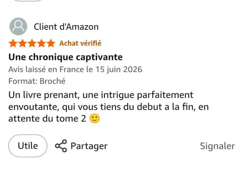 Captures d'écran d'avis clients Amazon 5 étoiles pour Les Chroniques de Beaurivage : L'Héritage de Jean-Philippe Servy. Roman français lauréat du Prix Littéraire des Trois Couronnes 2026, mêlant suspense, mystère familial et légendes basques. Témoignages 