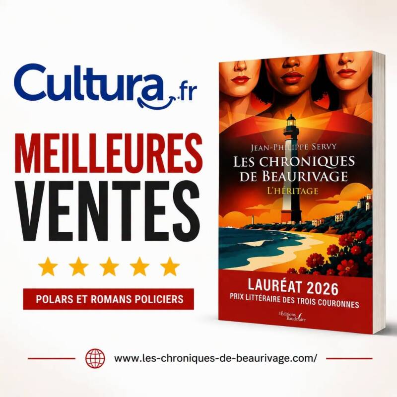 Les Chroniques de Beaurivage – L'Héritage, de Jean-Philippe Servy, signalé Meilleure vente sur Cultura.fr en Polars et Romans policiers, lauréat du Prix Littéraire des Trois Couronnes 2026.