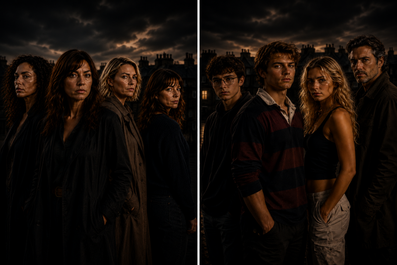 Visuel conceptuel pour le projet d'adaptation en série premium du thriller Les Chroniques de Beaurivage de Jean-Philippe Servy.