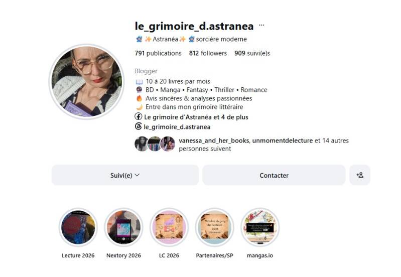 Captures d'écran de la chronique Instagram du Grimoire d'Astranéa consacrée au thriller Les Chroniques de Beaurivage de Jean-Philippe Servy, saluant son rythme, ses personnages et son potentiel d'adaptation audiovisuelle.