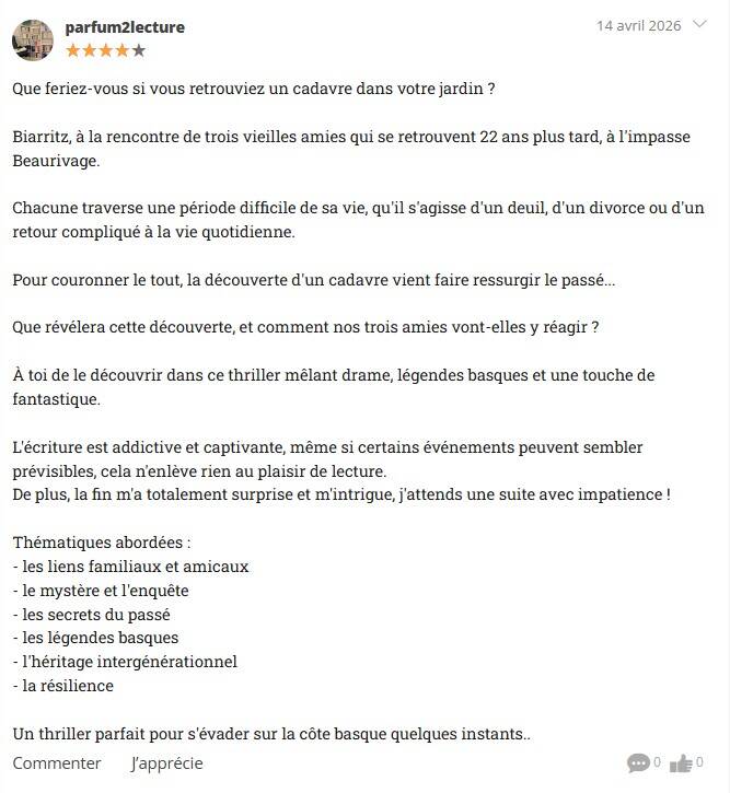 Avis de lecteurs, chroniques littéraires et critiques positives sur Simplement Pro, Babelio, Fnac, Amazon et Cultura pour le thriller Les Chroniques de Beaurivage de Jean-Philippe Servy.