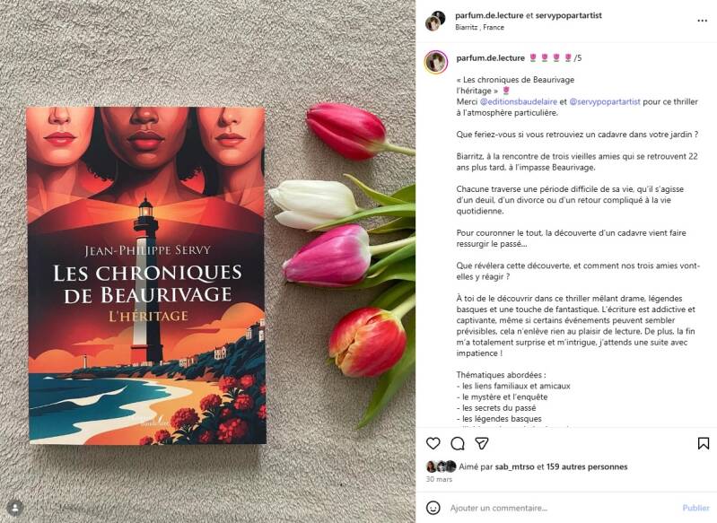 Avis de lecteurs, chroniques littéraires et critiques positives sur Simplement Pro, Babelio, Fnac, Amazon et Cultura pour le thriller Les Chroniques de Beaurivage de Jean-Philippe Servy.