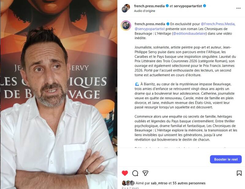 Interview de Jean-Philippe Servy par French Press Media autour des Chroniques de Beaurivage, lauréat du Prix Littéraire des Trois Couronnes 2026.