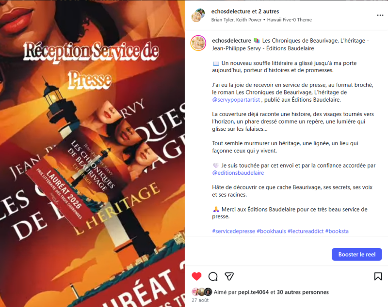 Échos de lecture reçoit Les Chroniques de Beaurivage de Jean-Philippe Servy