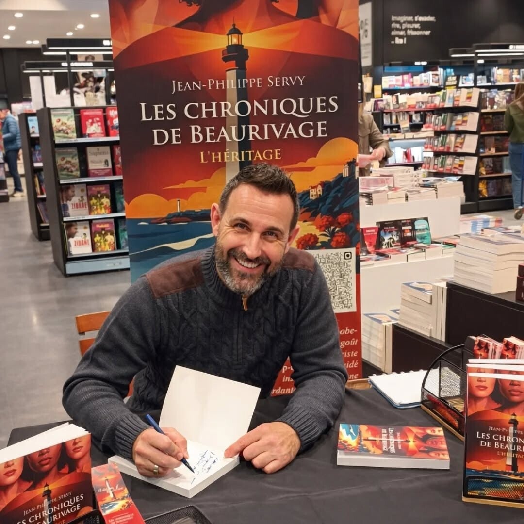 L'auteur Jean-Philippe SERVY des Chroniques de Beaurivage en pleine séance de dédicaces
