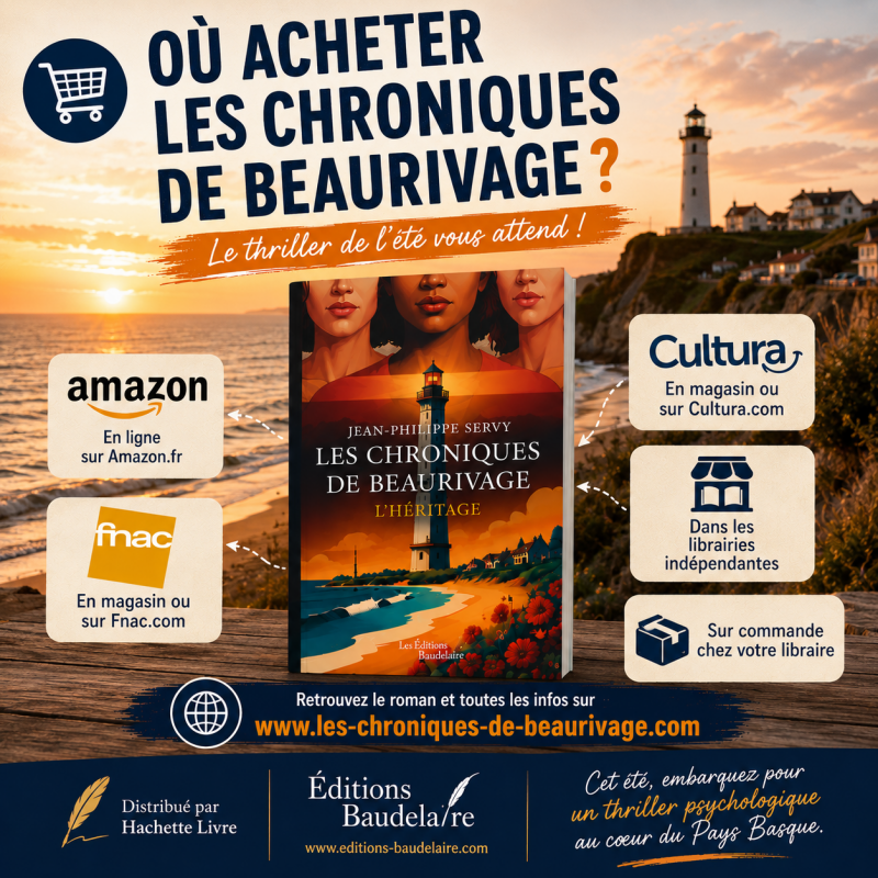 Les Chroniques de Beaurivage – L'Héritage de Jean-Philippe Servy disponible sur Amazon, Fnac, Cultura et chez les libraires partenaires.