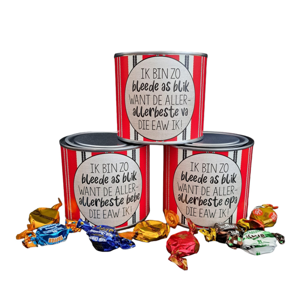Snoepblik 'Bleede as blik', leeg