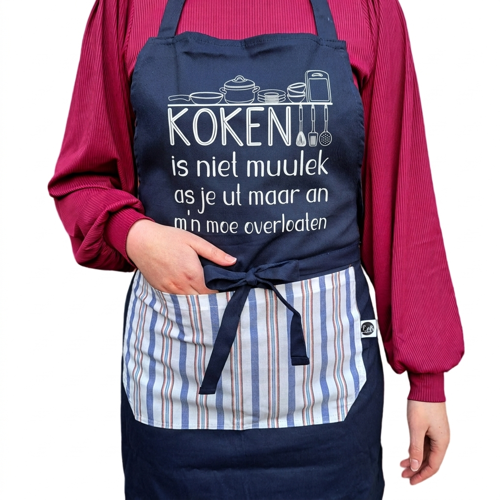 Keukenschort 'Koken is niet muulek (...)' Moe/Bes