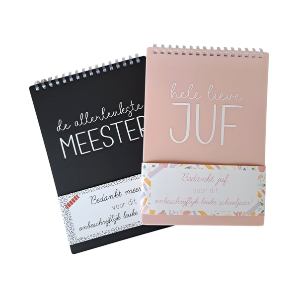 Notitieboek 'allerleukste meester'/'hele lieve juf'