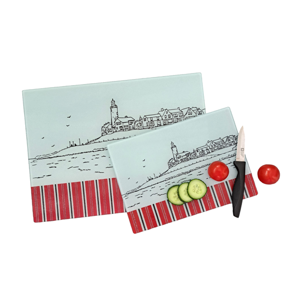 Glazen snijplank 'Skyline Urk', groot