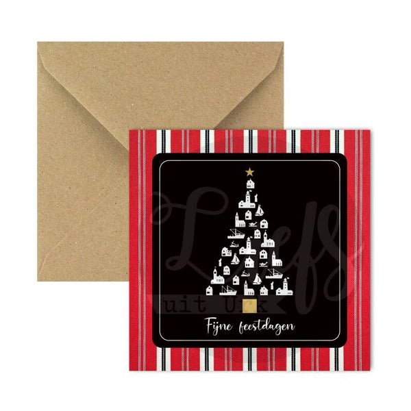 Kerstkaart 'Kerstboom Urker silhouettes'