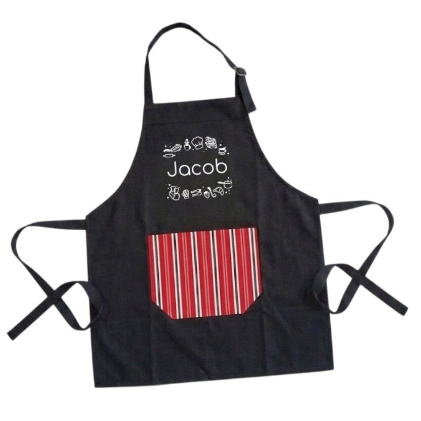 Kinderschortje met naam (striept of boezelstof)