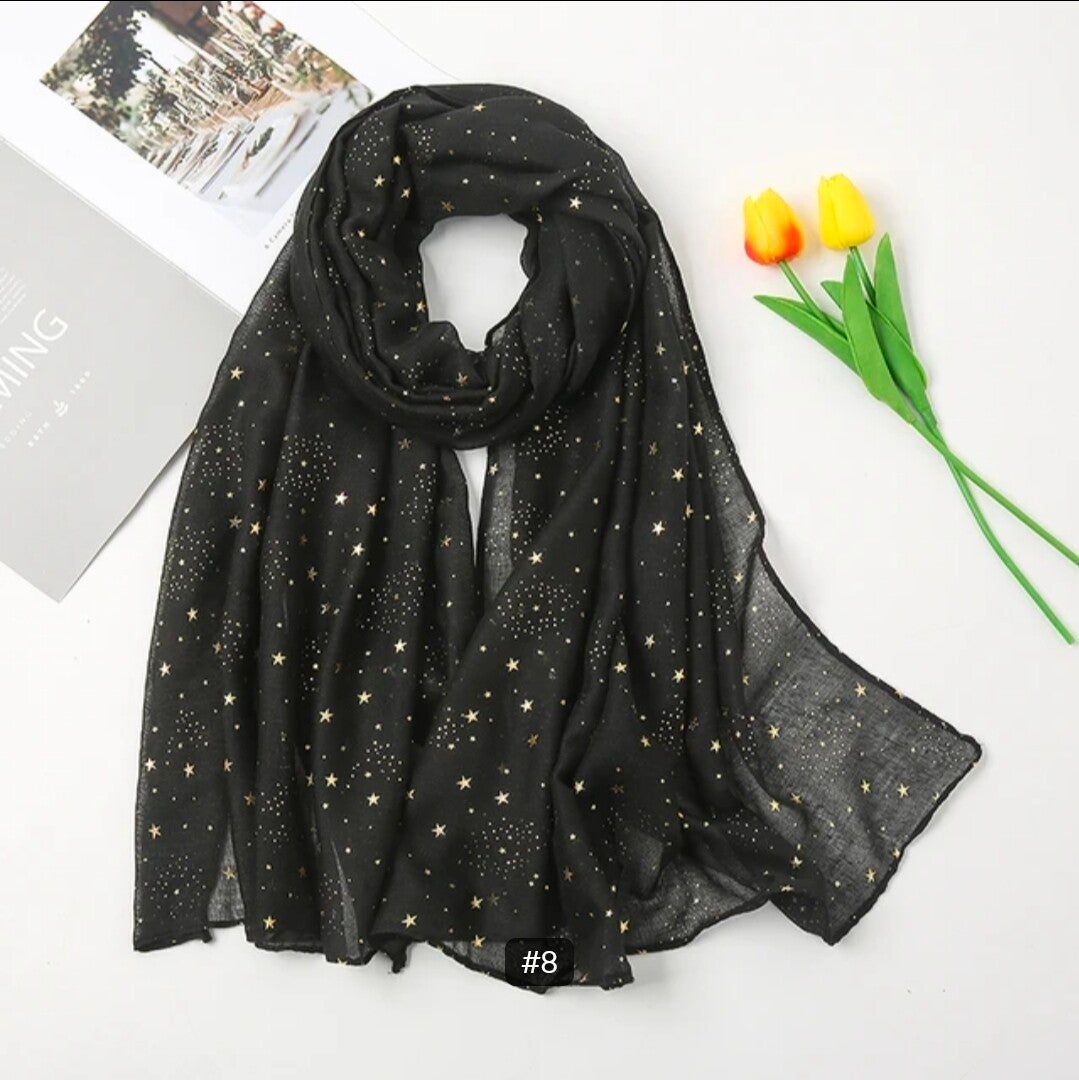 Cotton Scarf with Gold Star Accent