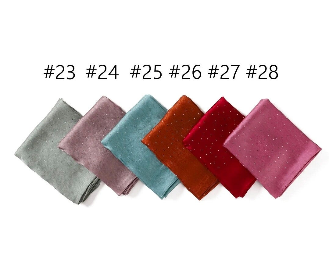 Soft Rhinestone Wrinkle Shining Satin Shimmer Scarf (Coming Soon)