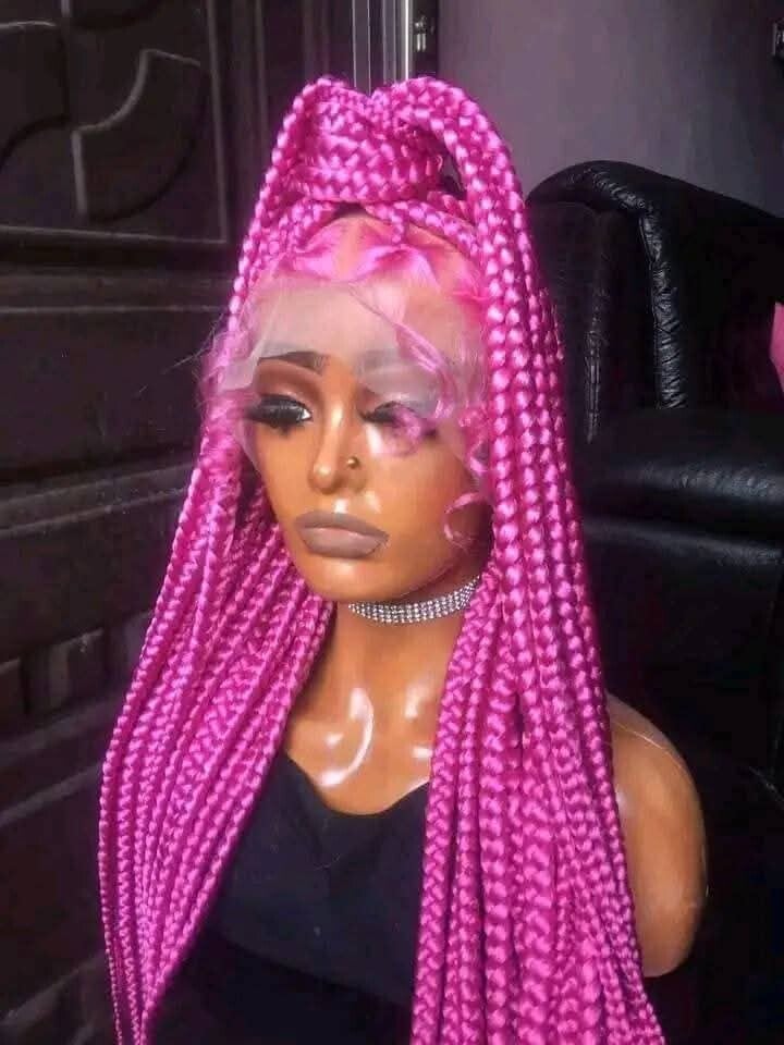 Pink colour braided hair