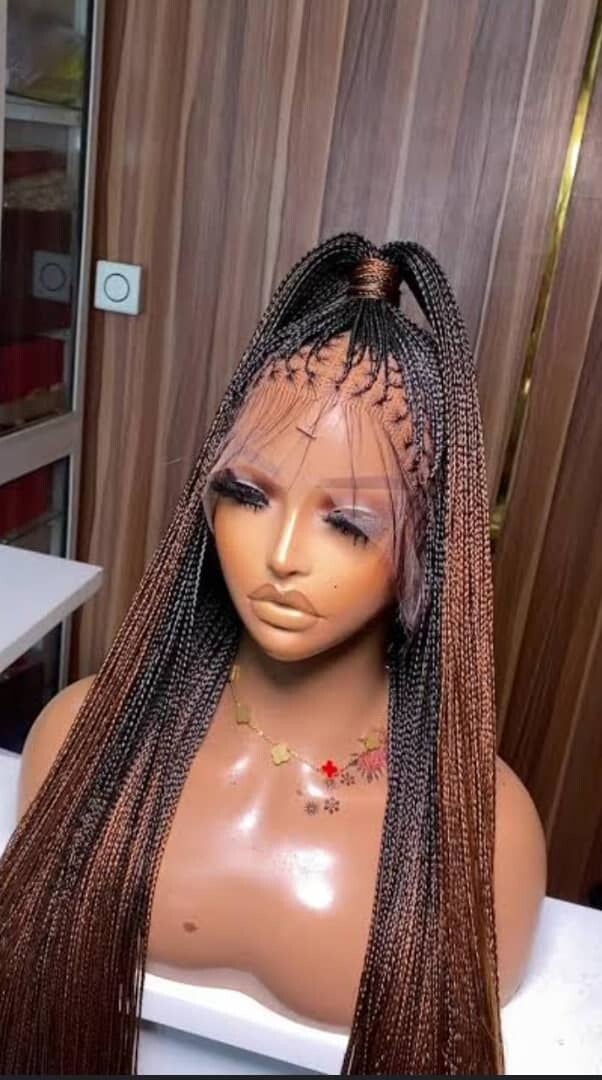 Braided wig made with bone straight attachment