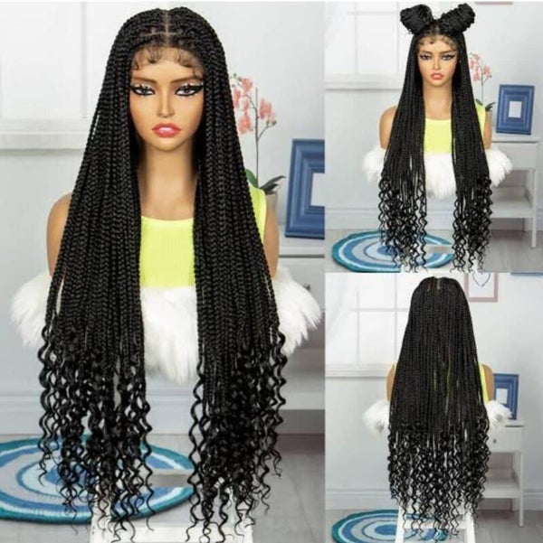 36 inches braided wig made with full lace