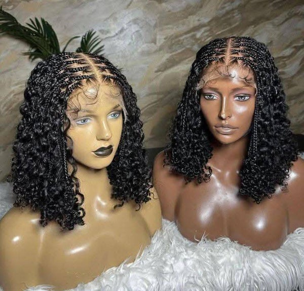 Braided wig made with 360  full lace and curls