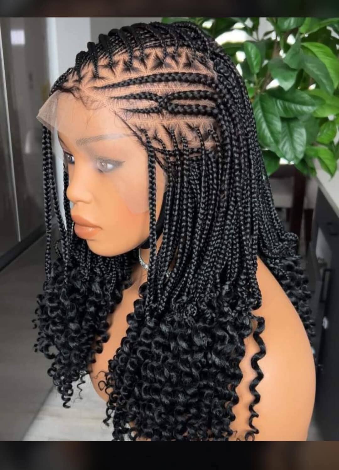 2step Ghana weaving made with 360 full lace end with curls